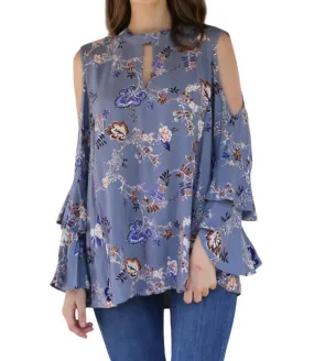Angie - Jaquard Keyhole Cold Shoulder Top