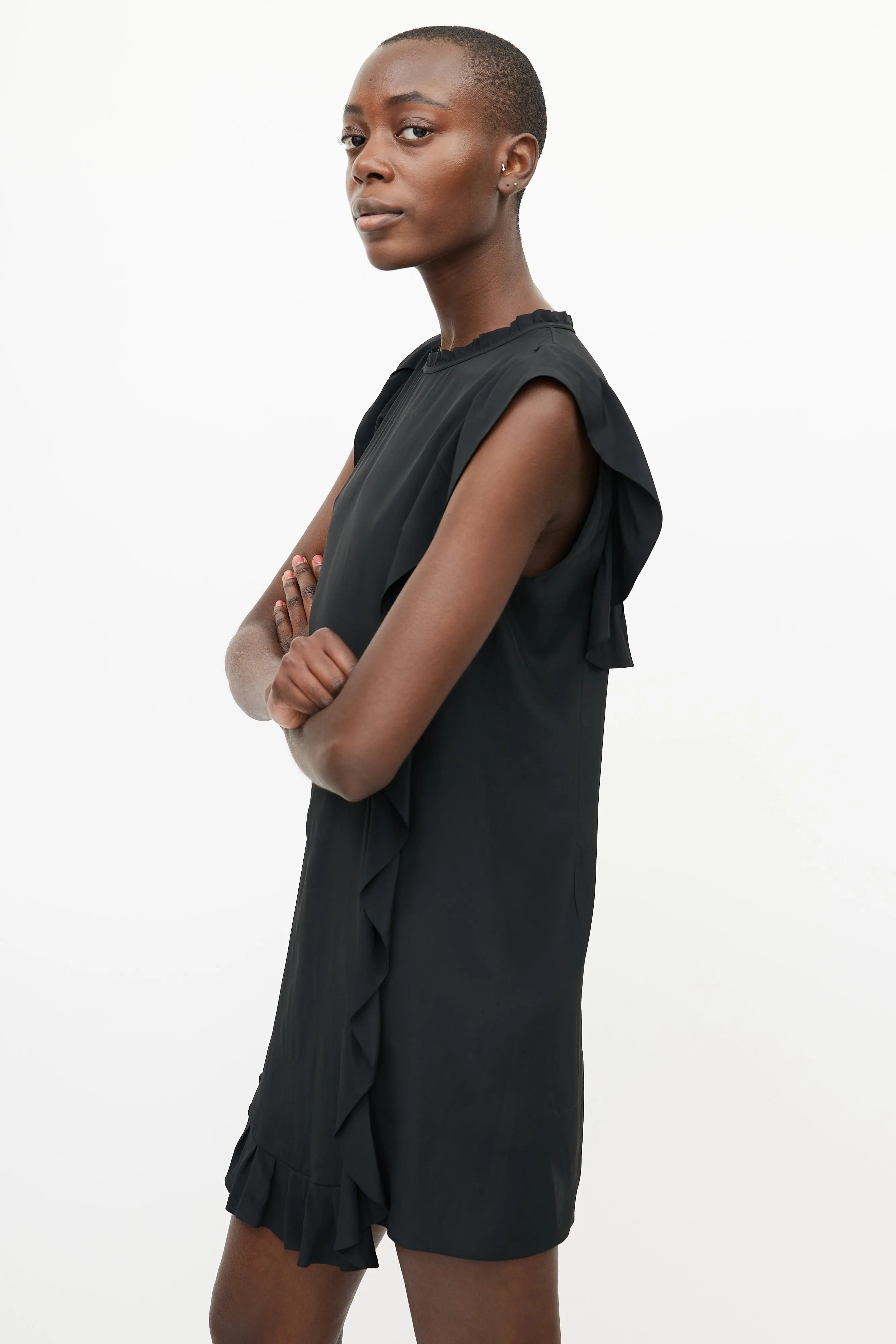 Black Ruffle Mini Dress