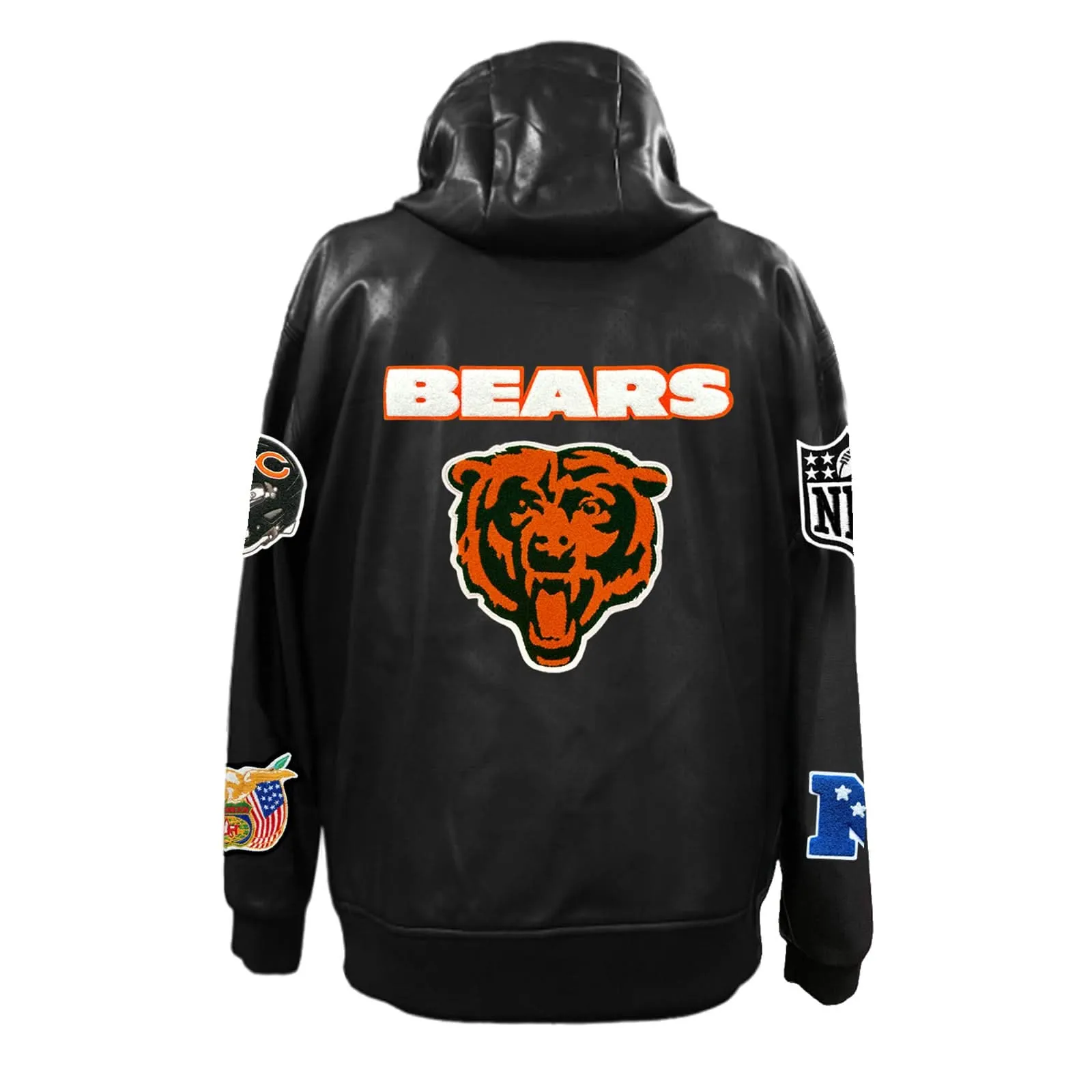 CHICAGO BEARS LIGHTWEIGHT VEGAN ZIP-UP HOODED JACKET