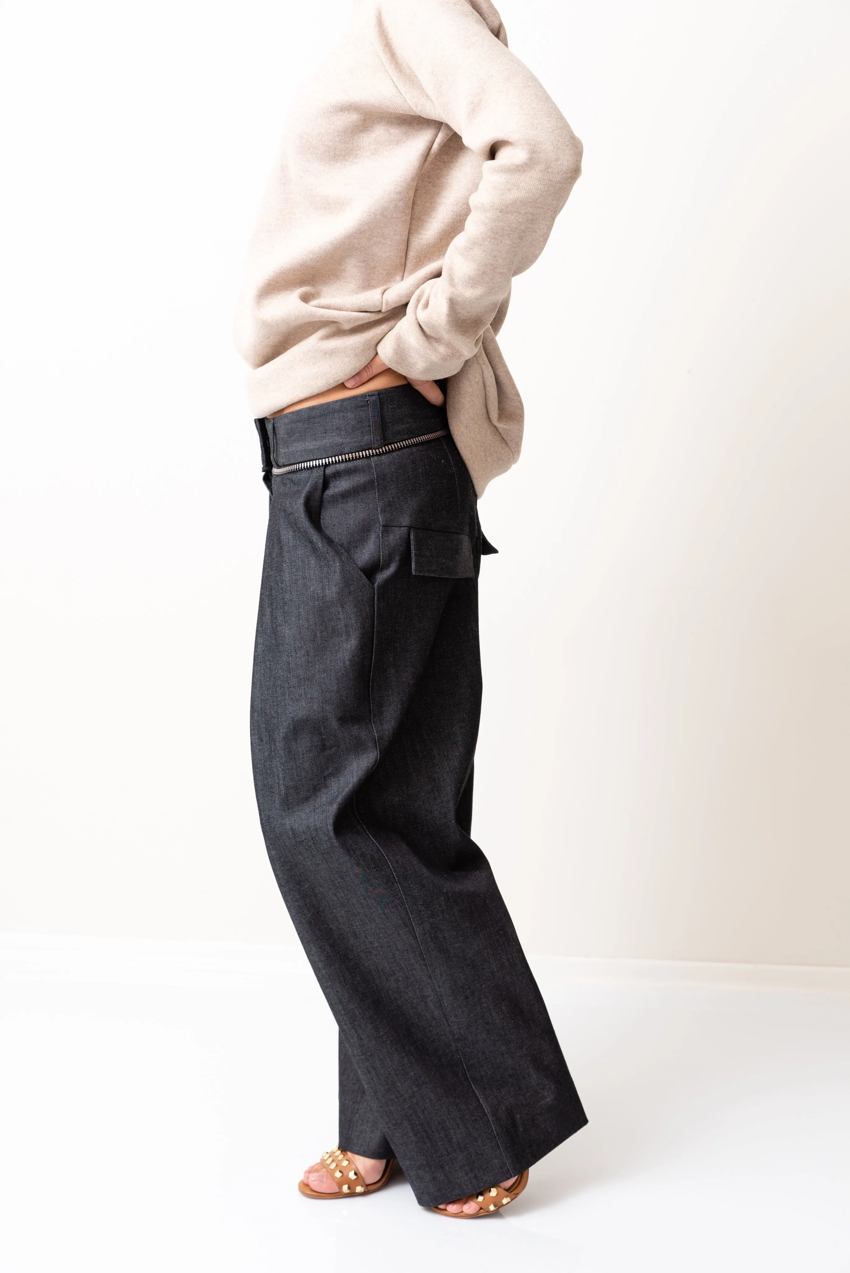Denim Loose Bottom Casual Drop Crotch Pants