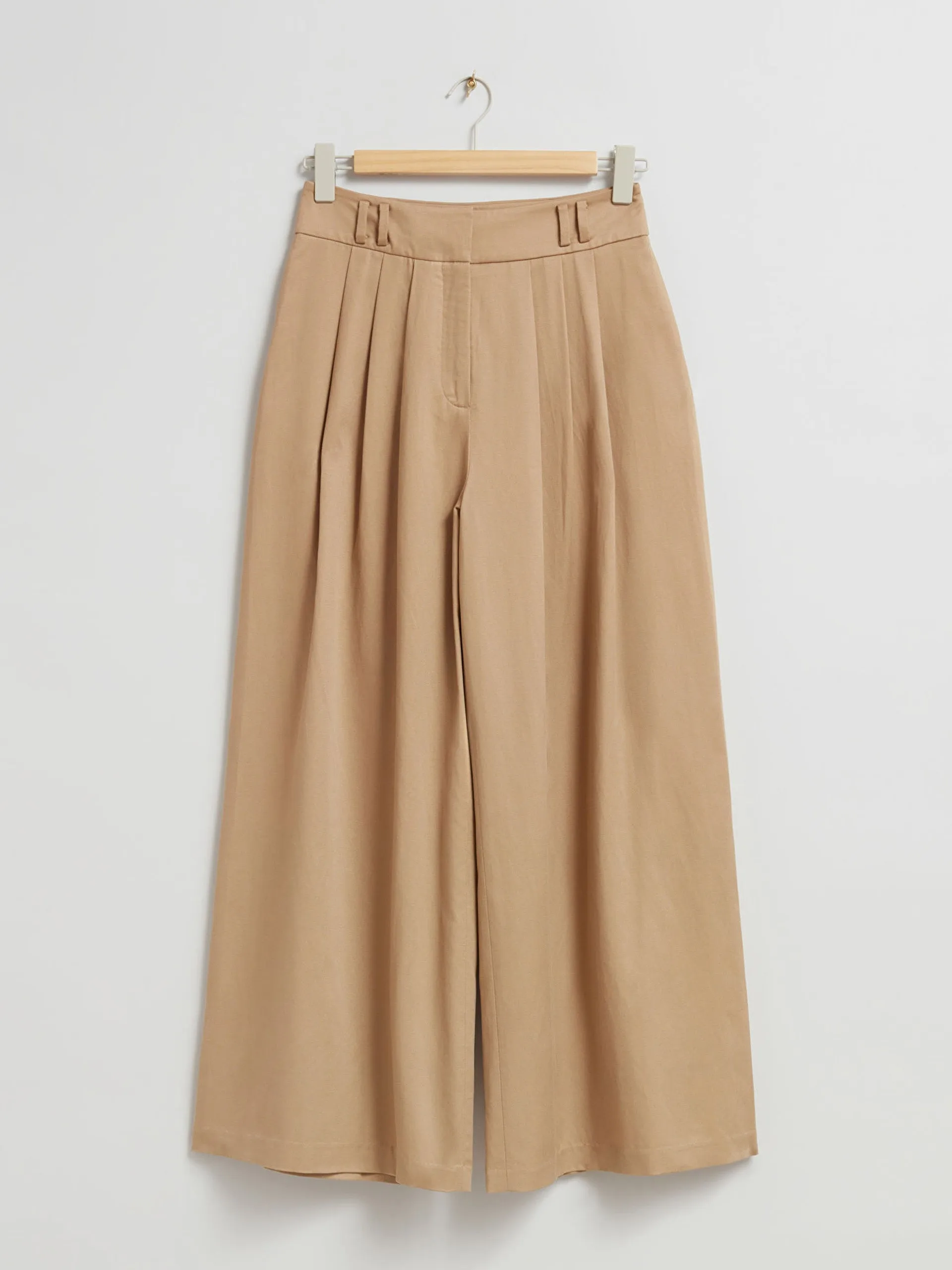 Dusty beige wide leg trousers