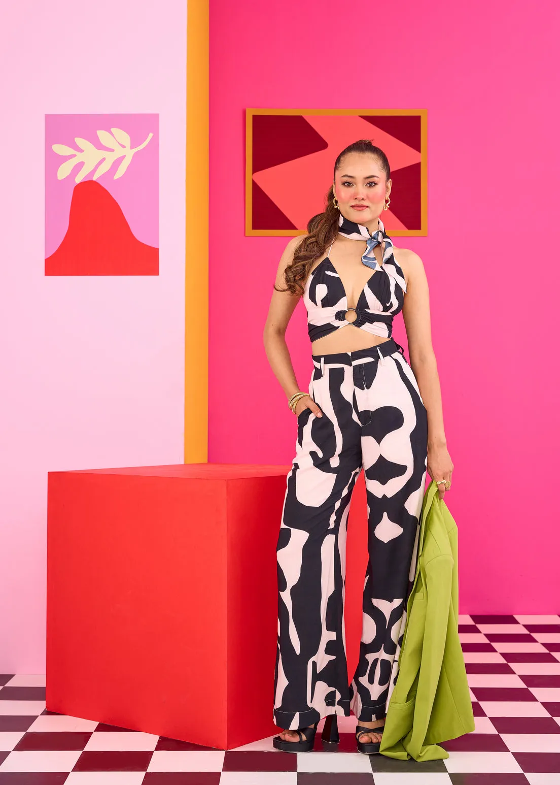 Emily in Paris: Abstract Print Wide Leg Trousers