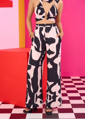 Emily in Paris: Abstract Print Wide Leg Trousers