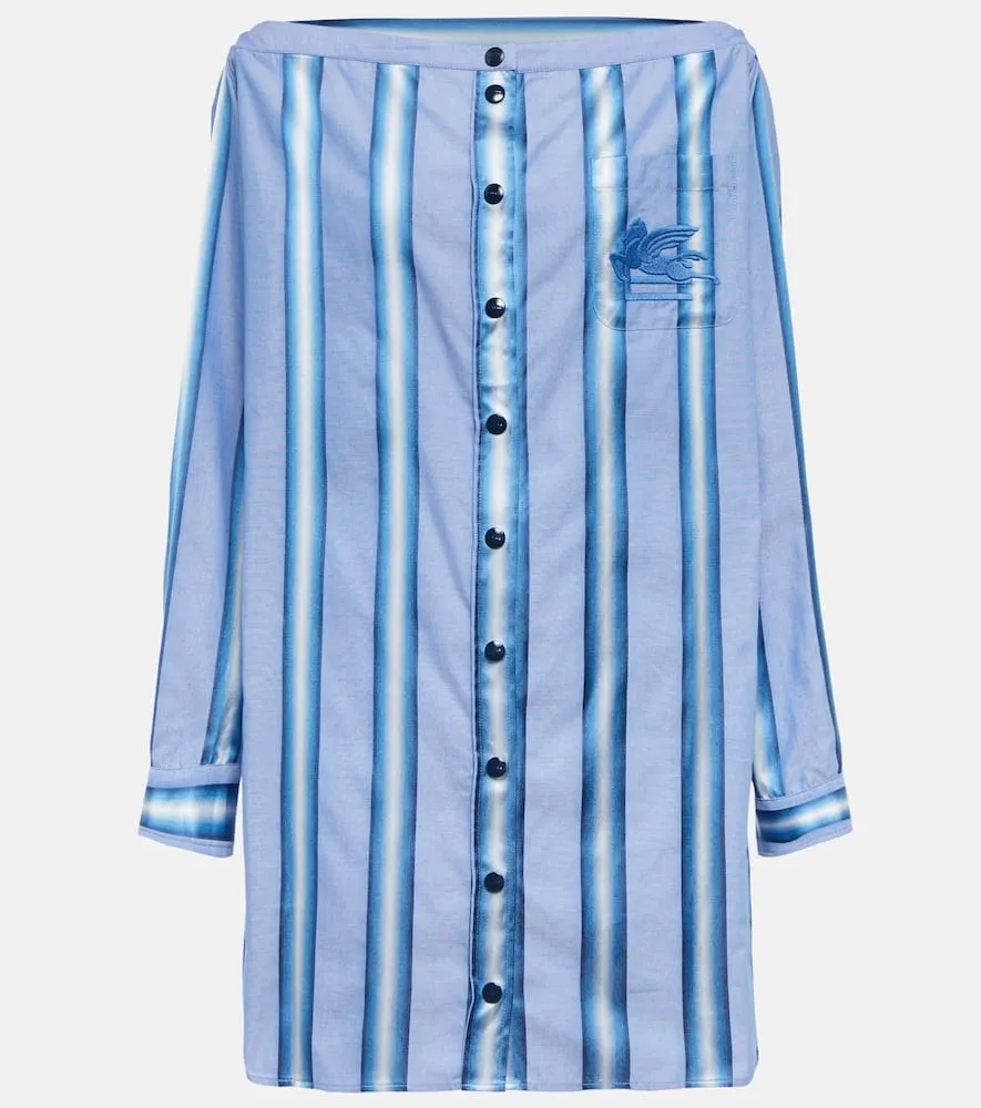 Etro Striped off-shoulder minidress