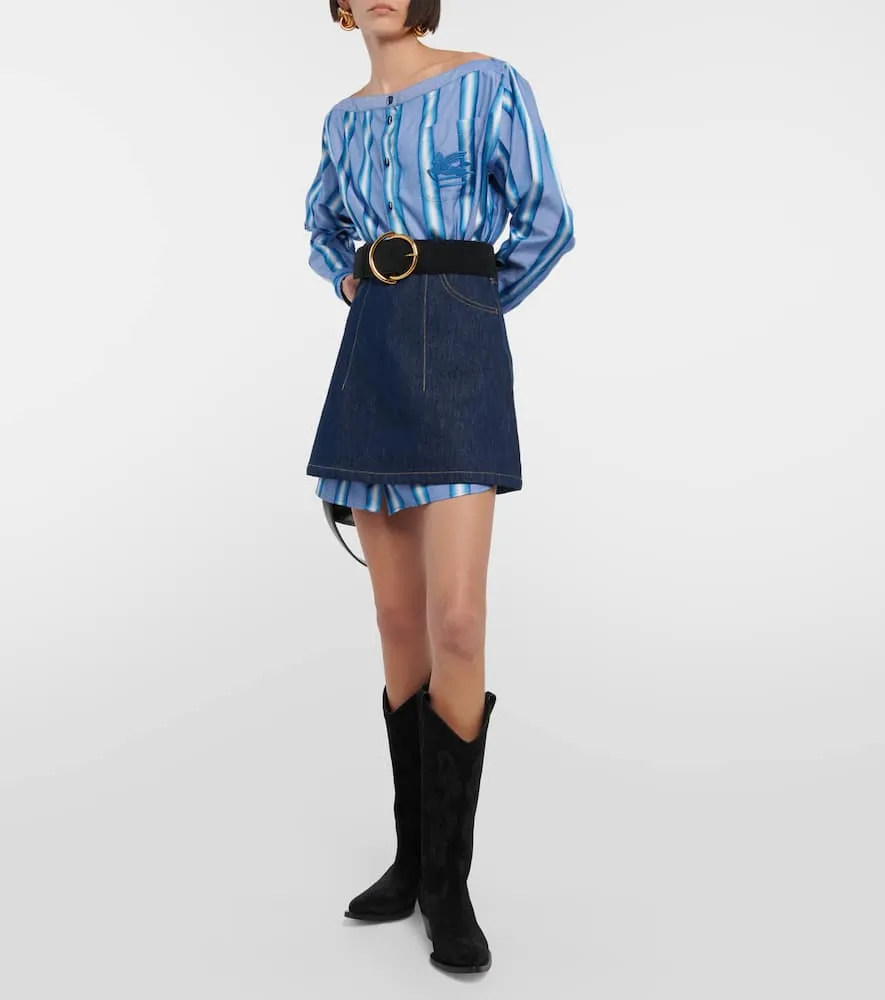 Etro Striped off-shoulder minidress