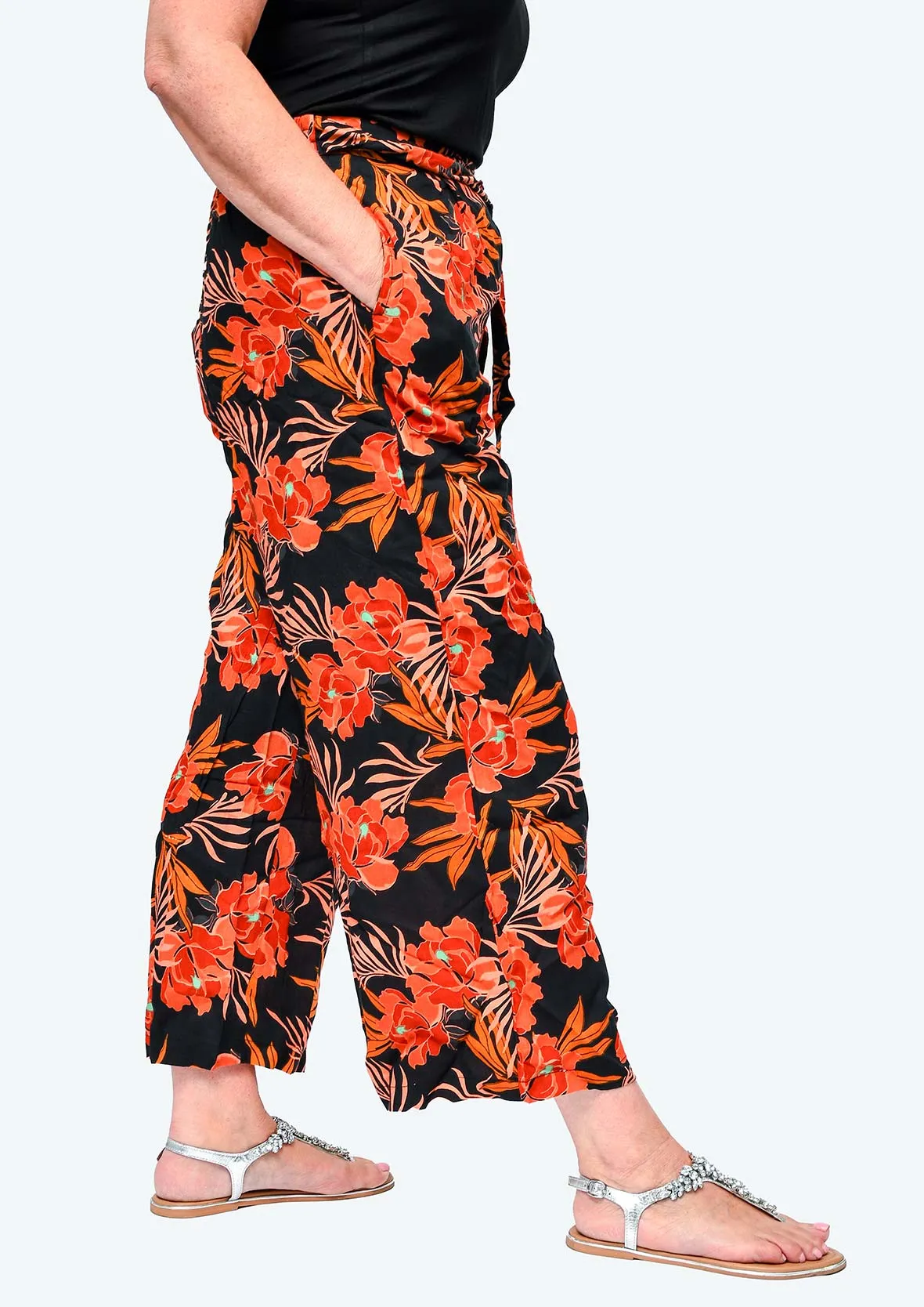 Flower Print Wide Leg Palazzo