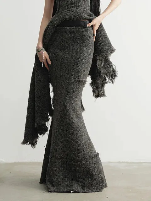 Frandie Long Freyed Skirt