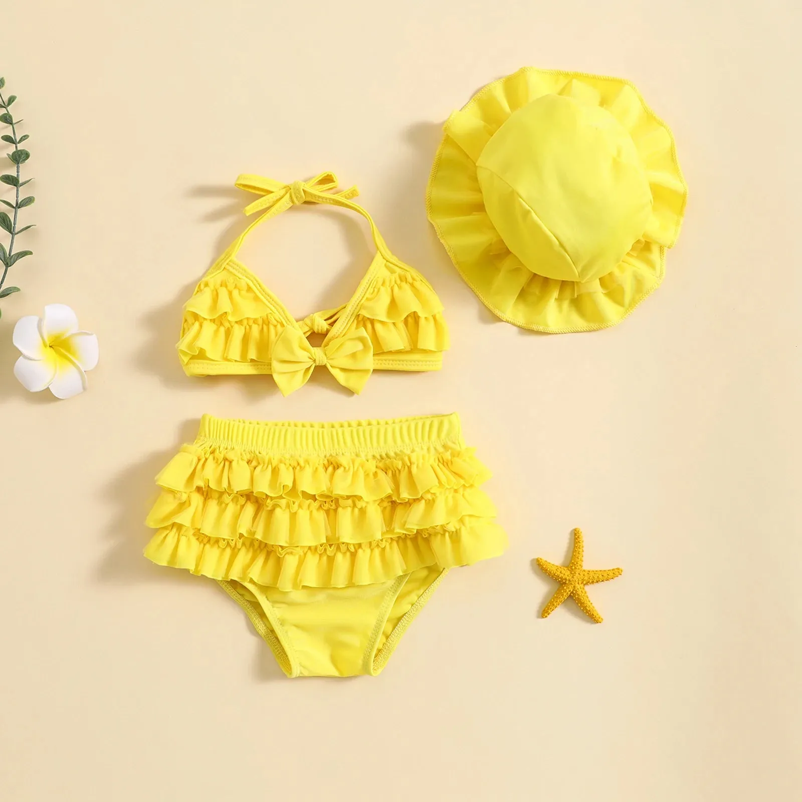 Halter Tops   Layered Ruffle Shorts   Hat Set