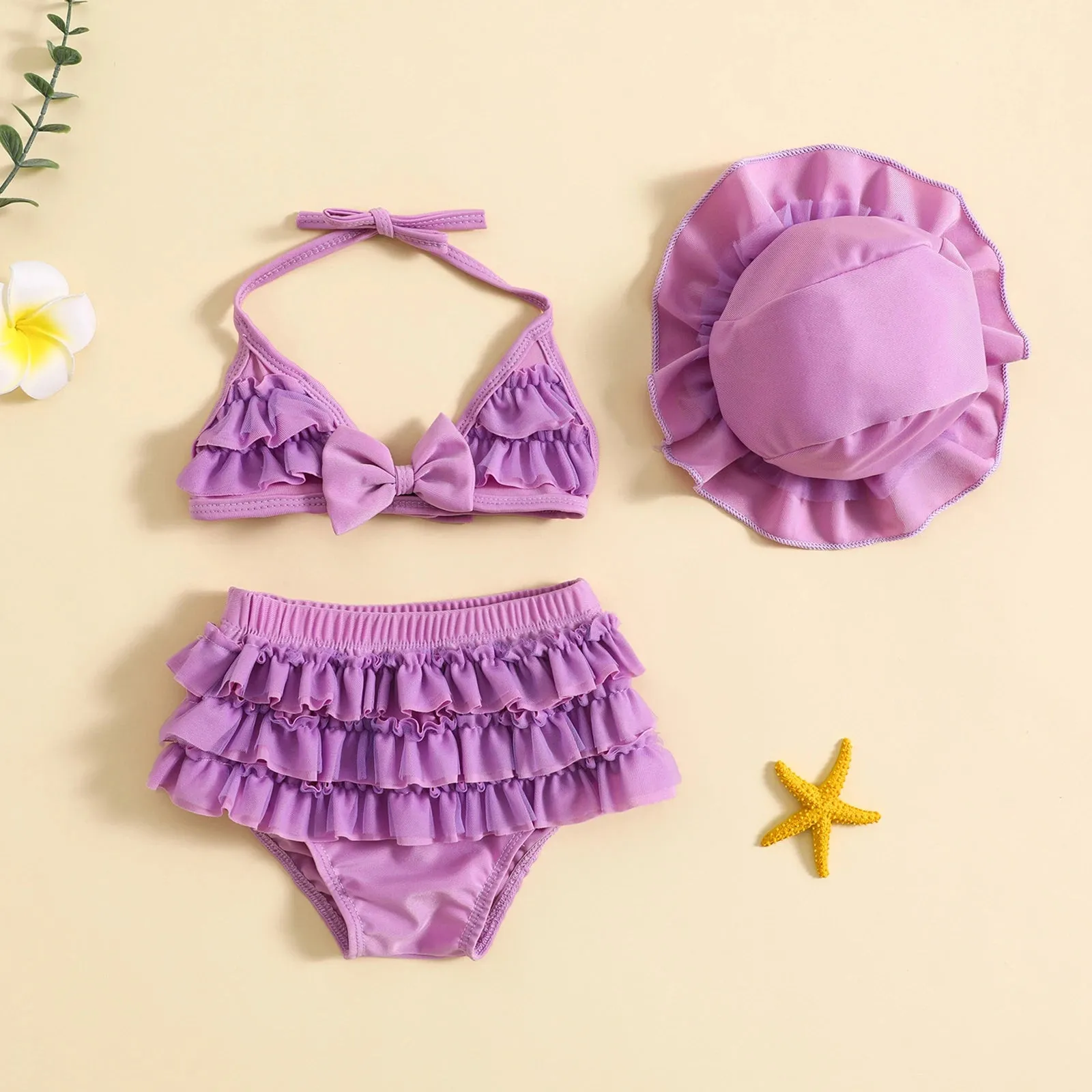 Halter Tops   Layered Ruffle Shorts   Hat Set