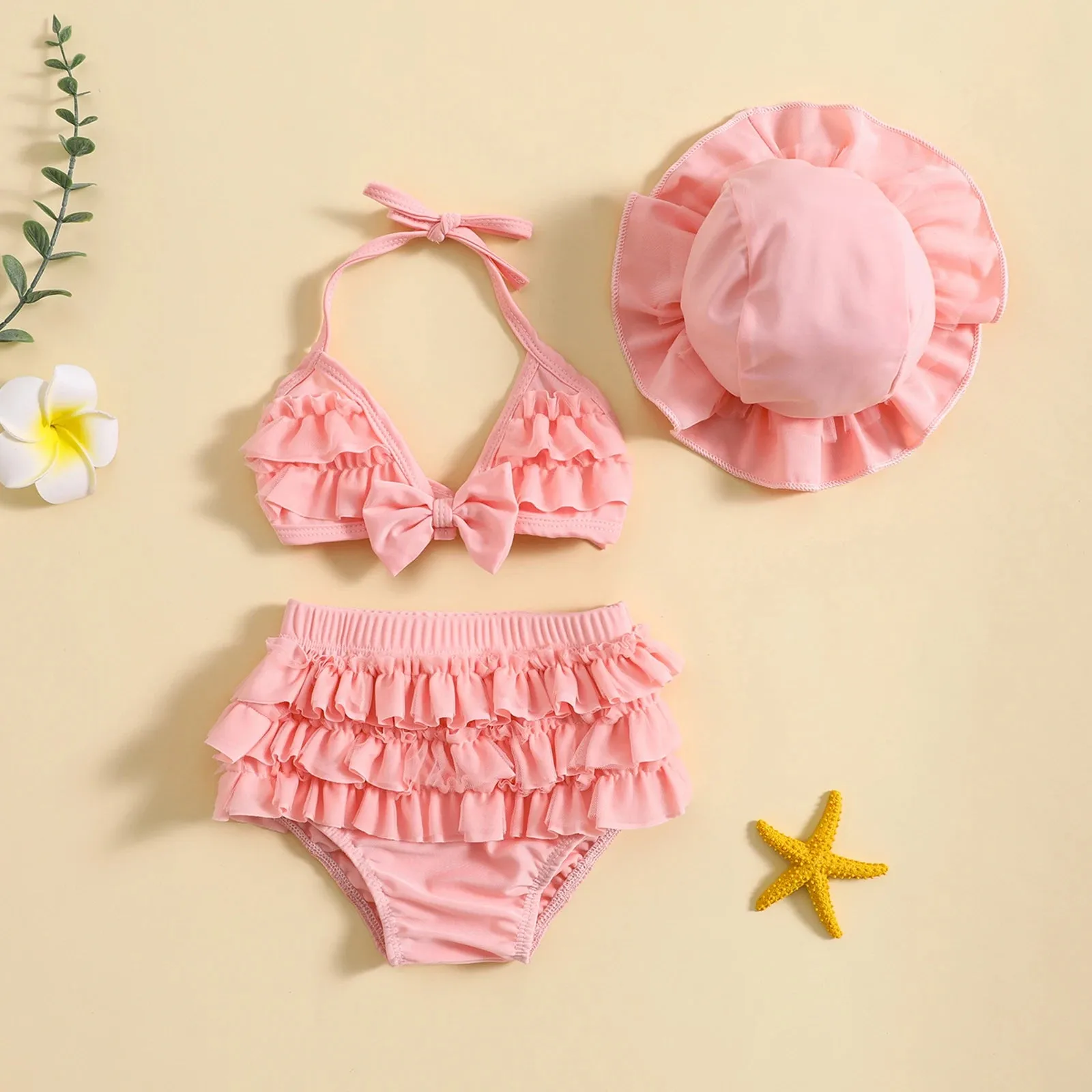 Halter Tops   Layered Ruffle Shorts   Hat Set
