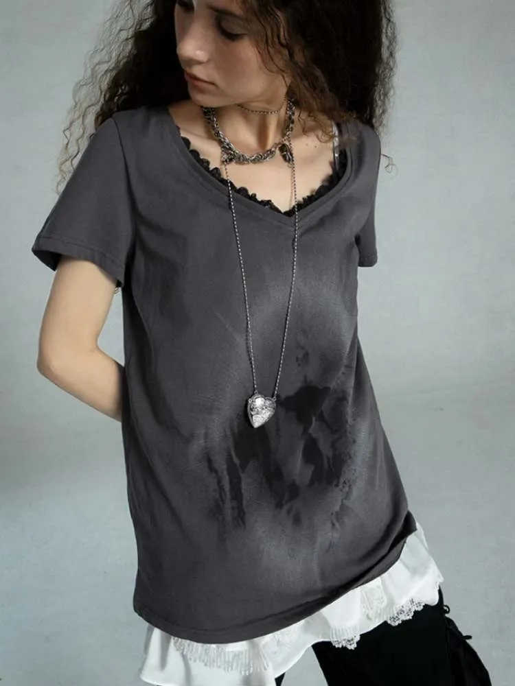 Layered Satin Lace Print Camisole【s0000009021】