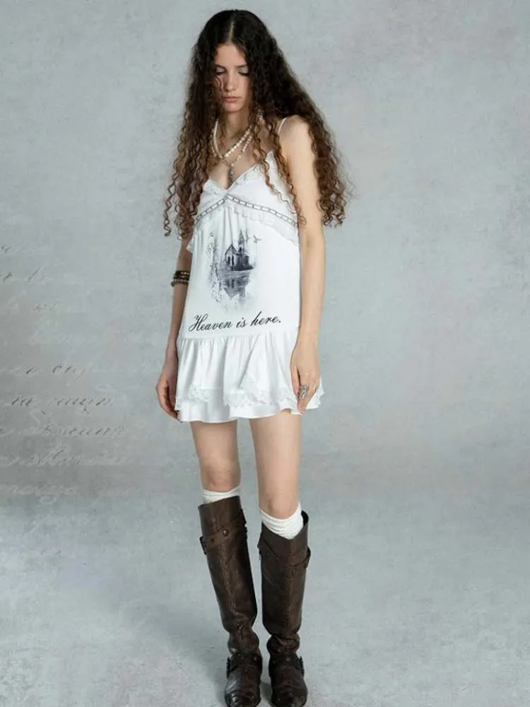 Layered Satin Lace Print Camisole【s0000009021】
