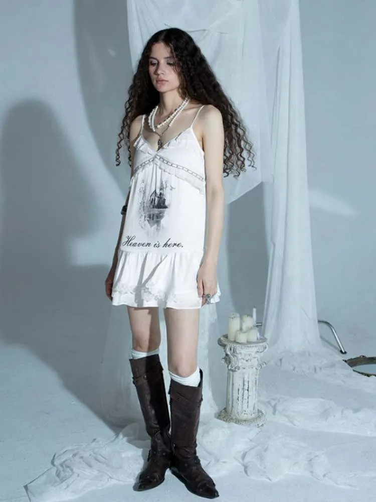 Layered Satin Lace Print Camisole【s0000009021】