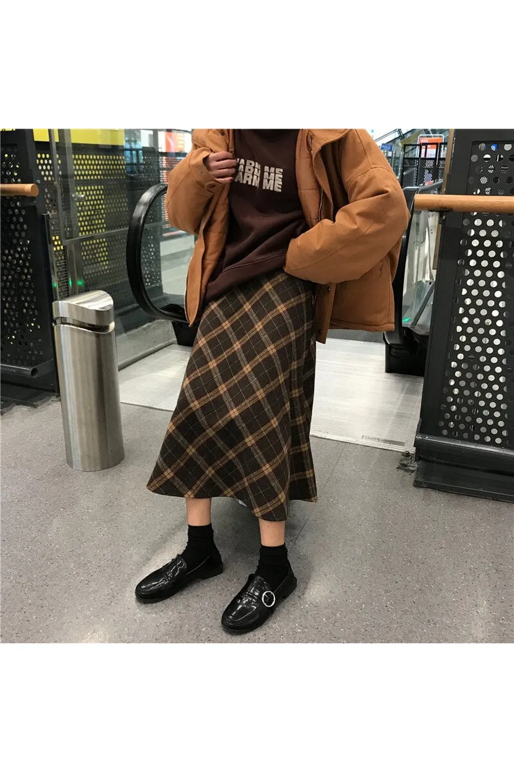 Mori Girl Plaid Long Skirt
