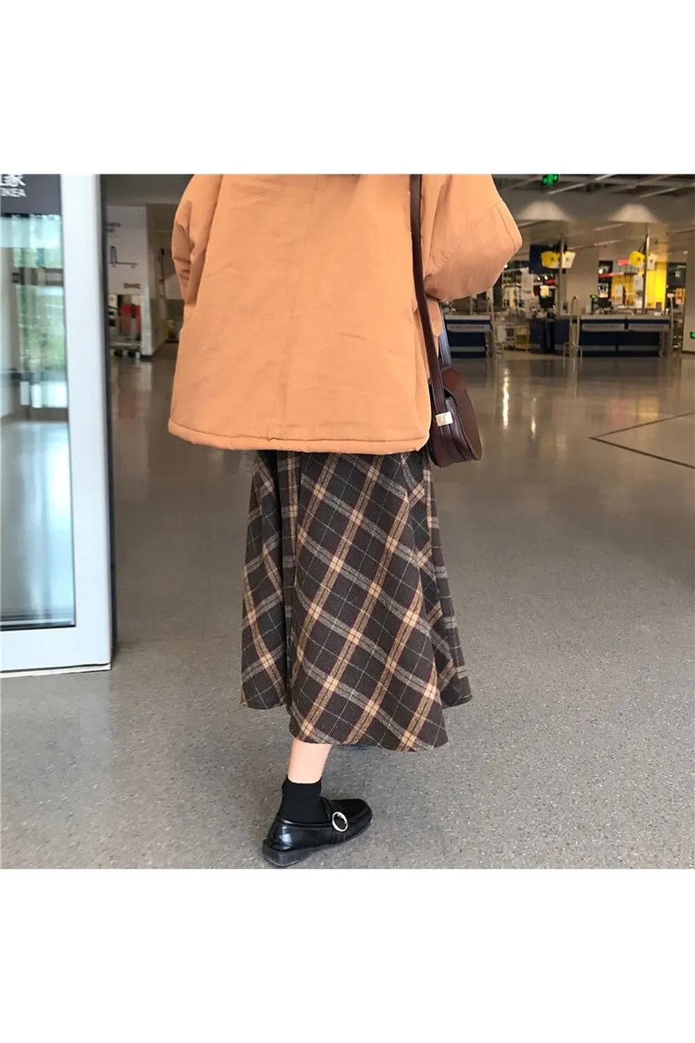 Mori Girl Plaid Long Skirt