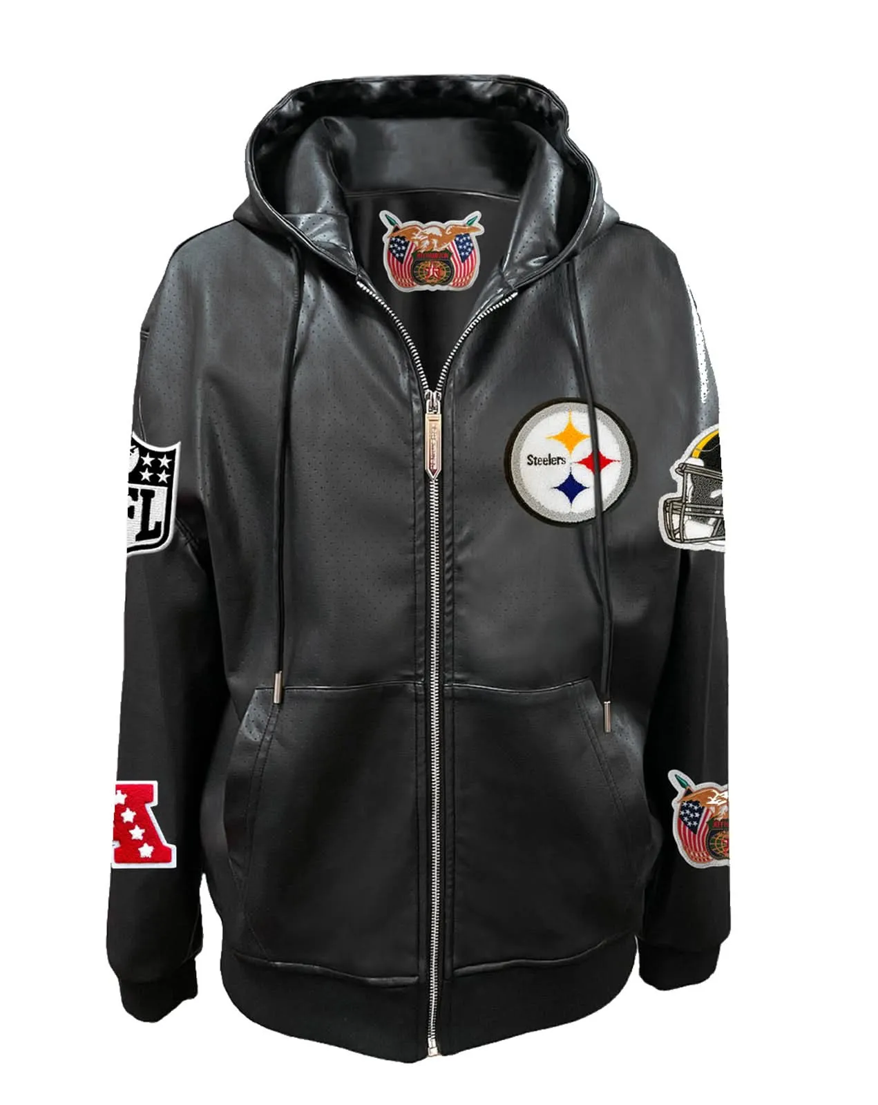 PITTSBURGH STEELERS LIGHTWEIGHT VEGAN ZIP-UP HOODED JACKET