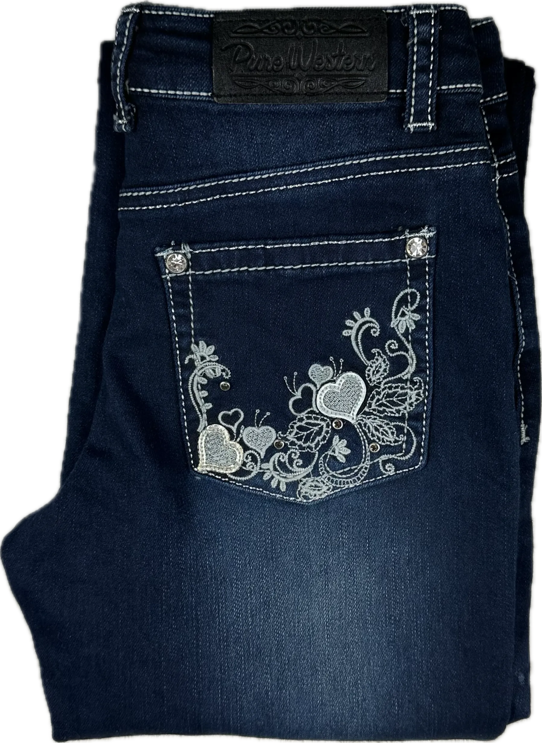 Pure Western Girls Embellished  Bootcut Jeans- Size 10Y