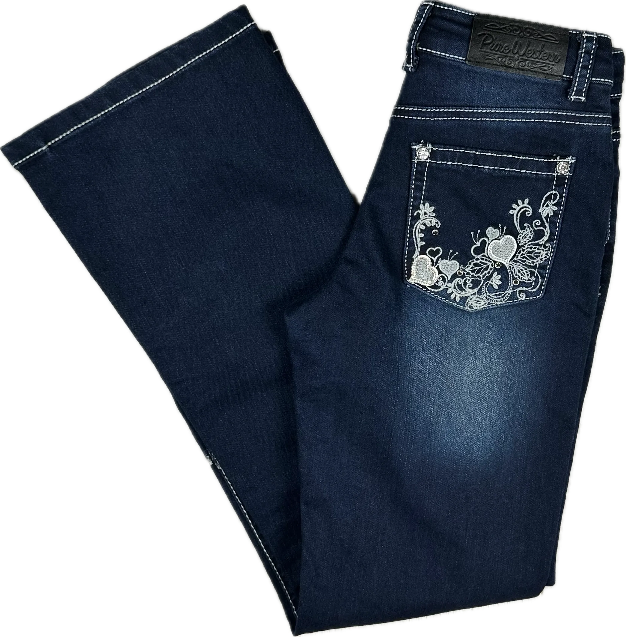 Pure Western Girls Embellished  Bootcut Jeans- Size 10Y