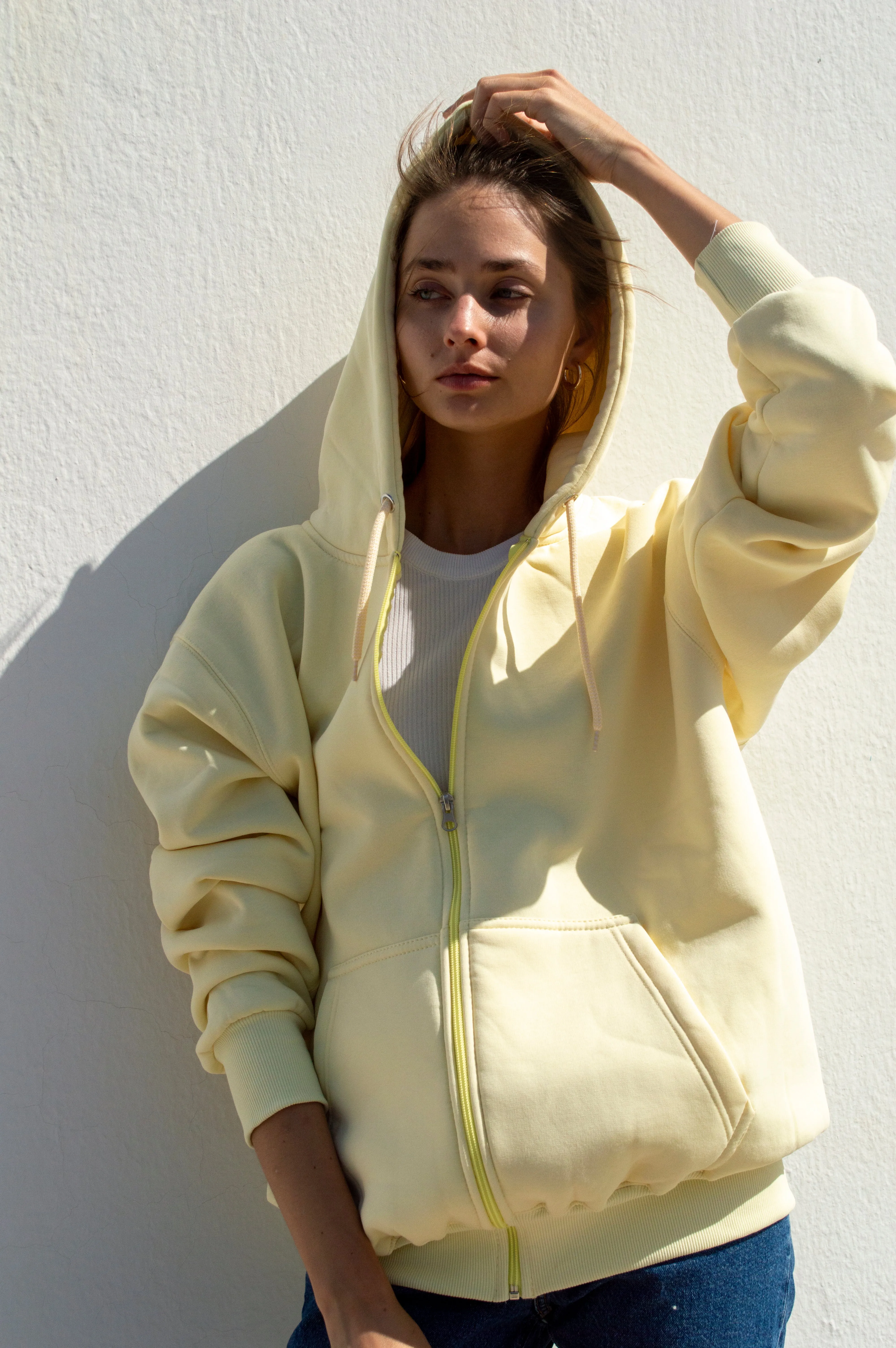 "Meltemi mou" Lemon Yellow Hoodie 𝗢𝗻𝗲 𝗦𝗶𝘇𝗲