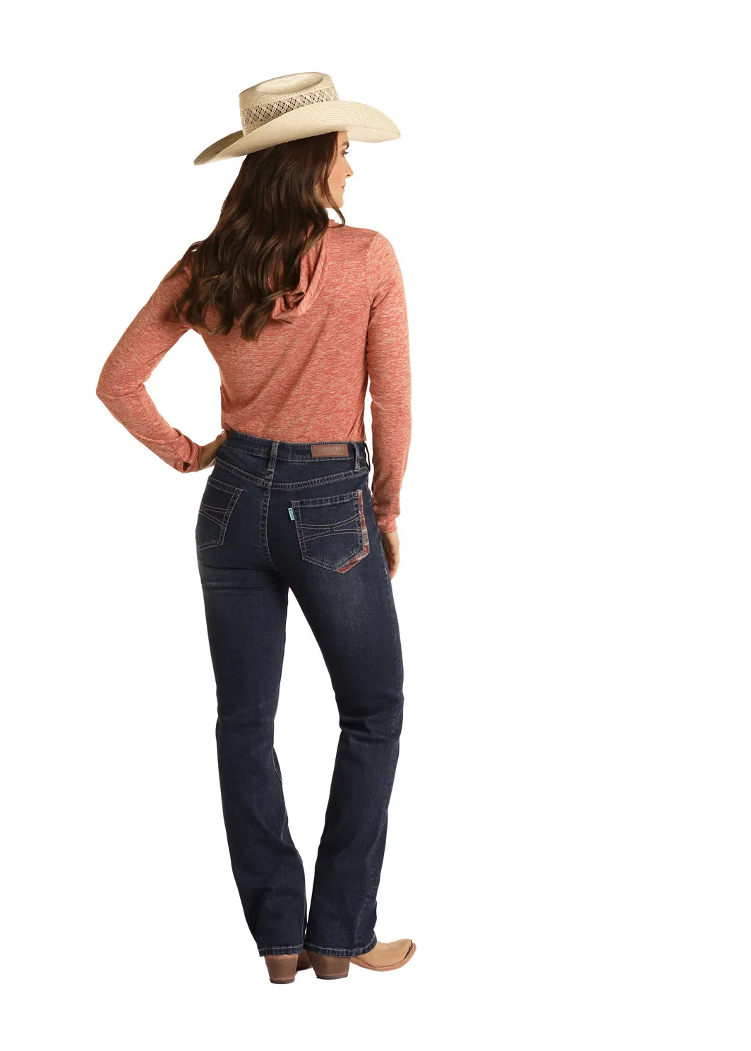Rock & Roll Denim Ladies Lakota Printed High Rise Bootcut Jean