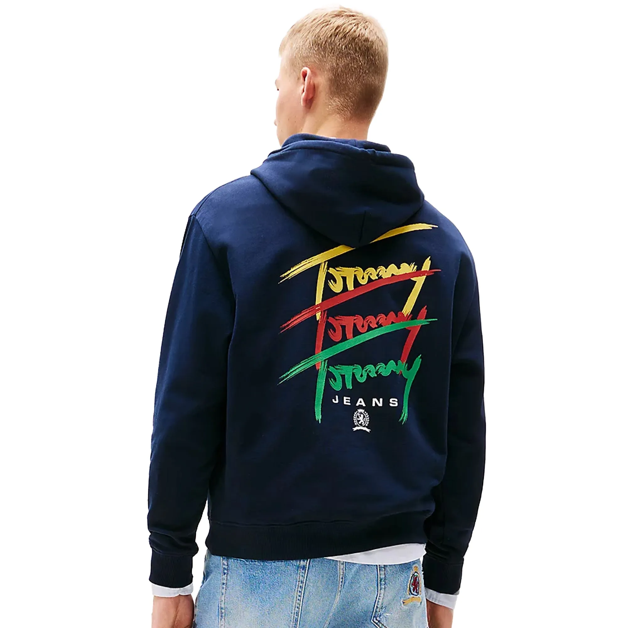 Tommy Jeans 3 Colour Signature Logo Hoodie Dark Night Navy