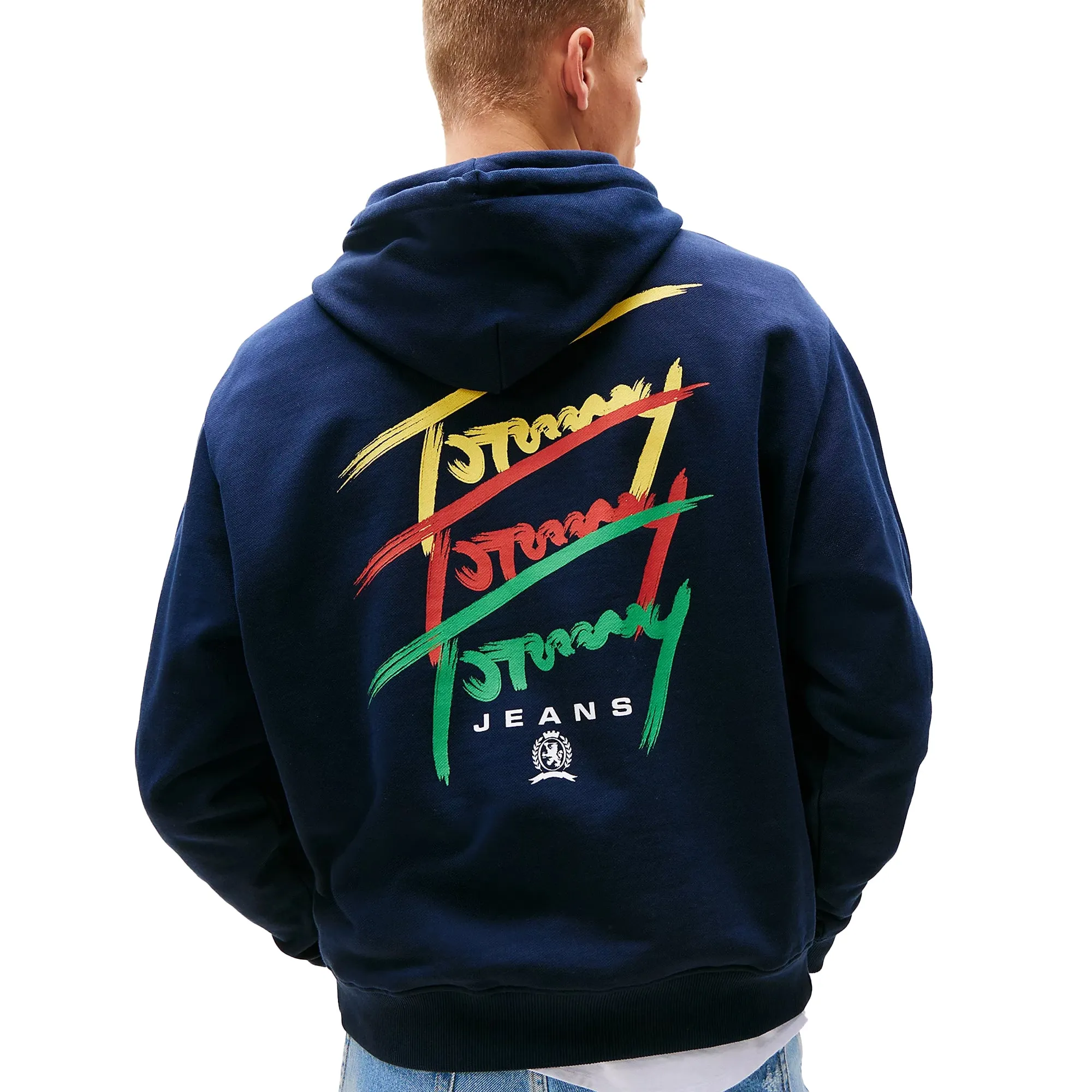 Tommy Jeans 3 Colour Signature Logo Hoodie Dark Night Navy