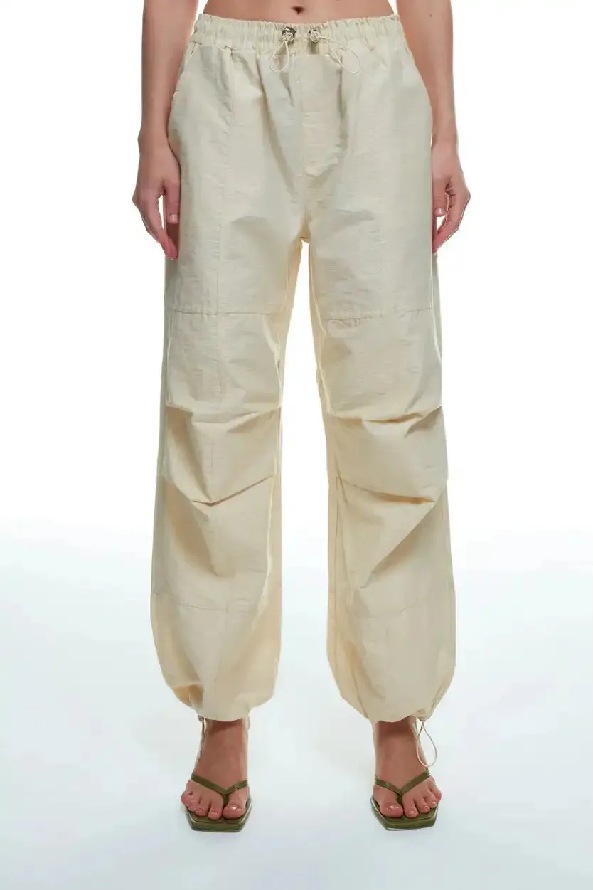 WIDE LEG PARACHUTE TROUSERS - ECRU