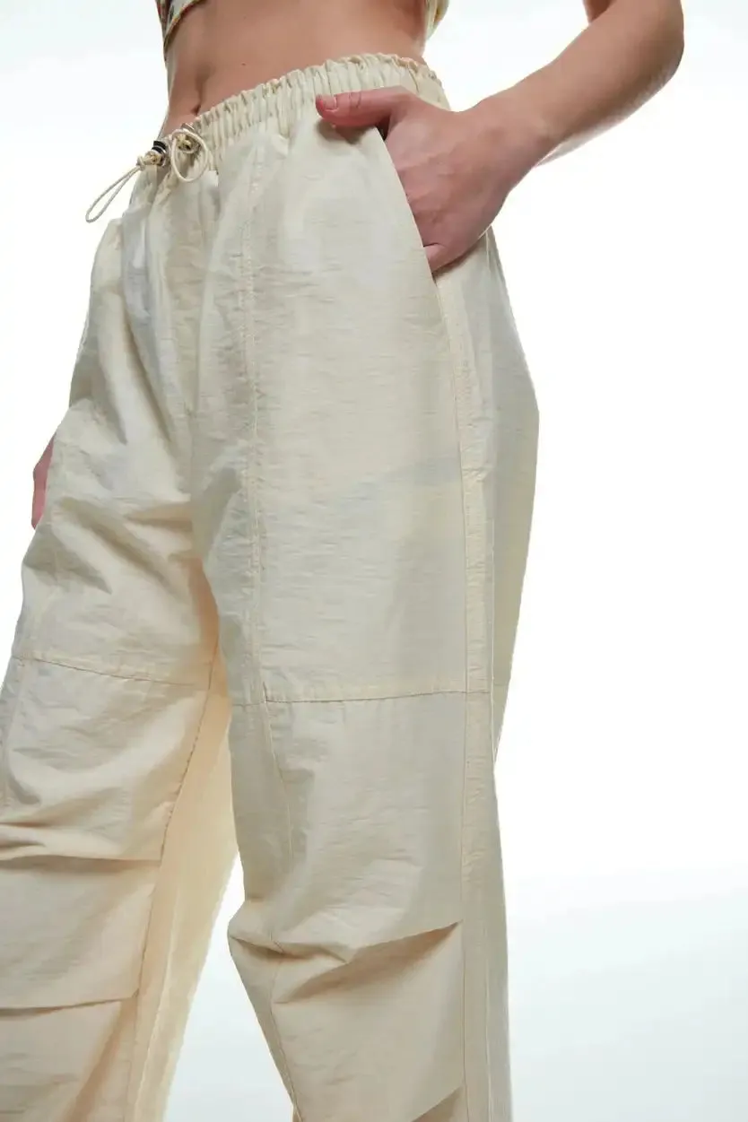 WIDE LEG PARACHUTE TROUSERS - ECRU