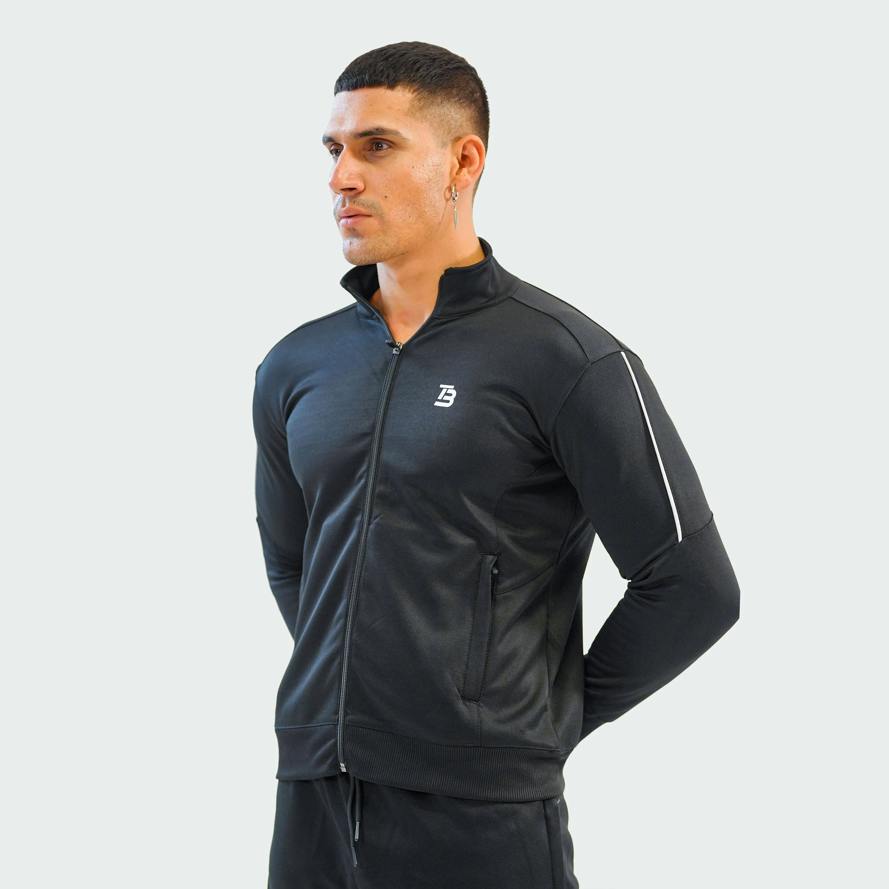 Zipper Activewear Top - Black
