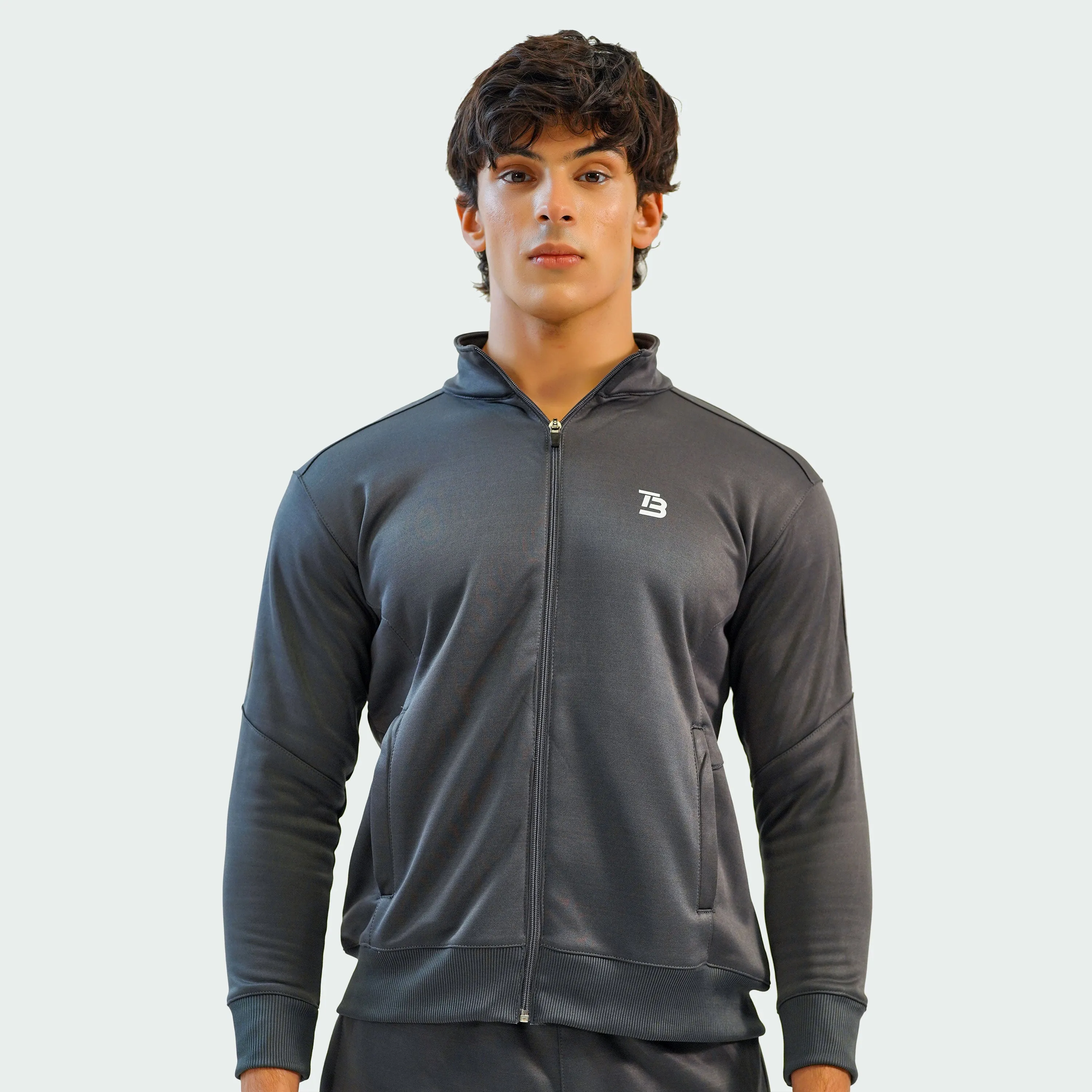 Zipper Activewear Top - Grey